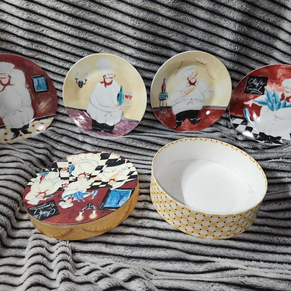 Fat Boy Chef Set of 4 Dessert plate porcelain home essentials and beyond